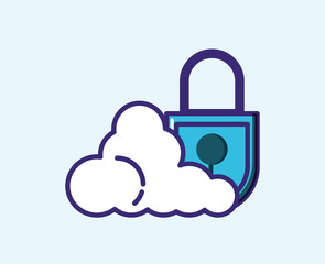 safe secure padlock with cloud computing