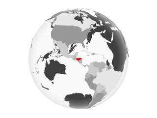 Honduras on grey globe isolated