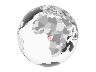 Equatorial Guinea on grey globe isolated