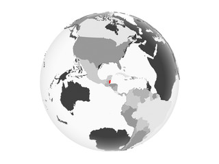 Belize on grey globe isolated