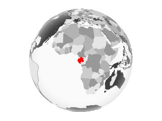 Gabon on grey globe isolated