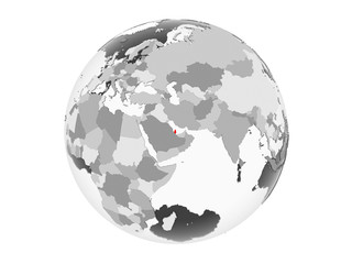 Qatar on grey globe isolated