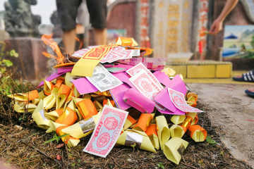 Burning paper money and other offerings during qingming in Malaysia