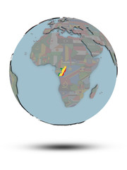 Congo on political globe isolated