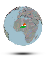 Niger on political globe isolated