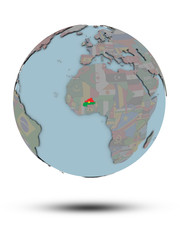 Obraz premium Burkina Faso on political globe isolated