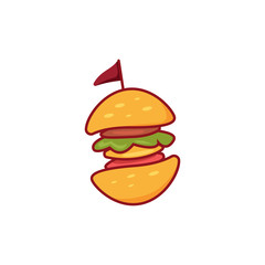 Simple Burger logo. Delicious happy fun food sandwich restaurant burger symbol icon illustration