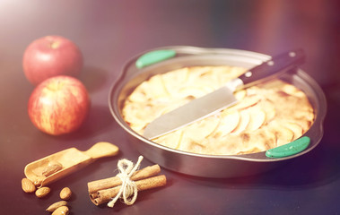 Preparation of apple pie at home. Homemade pastries with apples 