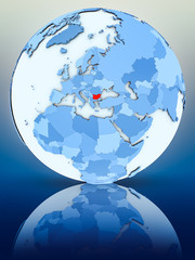 Obraz premium Bulgaria on blue globe