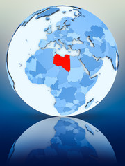 Libya on blue globe
