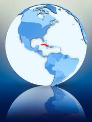 Cuba on blue globe