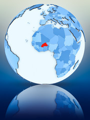 Obraz premium Burkina Faso on blue globe