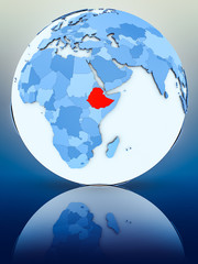 Ethiopia on blue globe