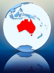 Australia on blue globe