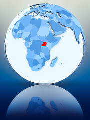 Obraz premium Uganda on blue globe