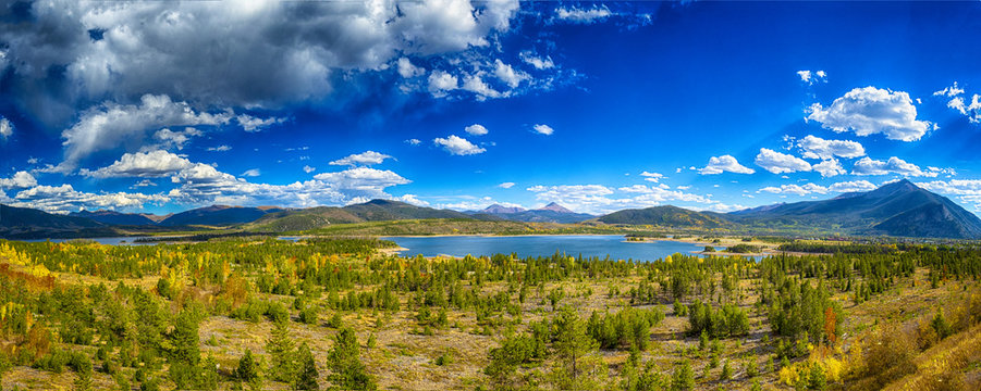 Panorama of Dillon Reservoir in Summit County, Colorado