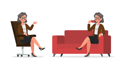 set of business woman working in office character vector design no7