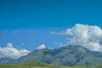 Obraz na płótnie Canvas Mountains and meadows near Qilian, Qinghai, China