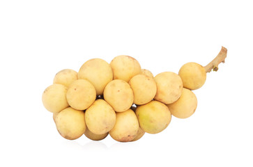 Close up Longkong ( Lansium domesticum ) isolated on white background.