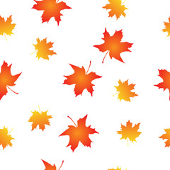 Autumn leaves seamless pattern vector illustration on white background