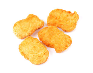Fried chicken nuggets isolated on white background