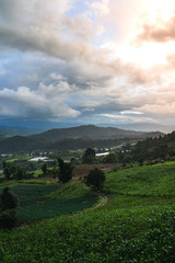 Fototapeta na wymiar Mountain view rainy season Black cloud 