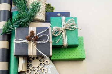 Packing New Year's and Christmas gift paper black