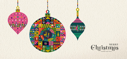 Christmas and New Year retro folk art ornament © Cienpies Design