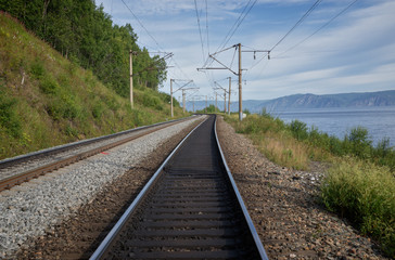 Trans-Siberian Railway near Lake Baikal in Eastern Siberia