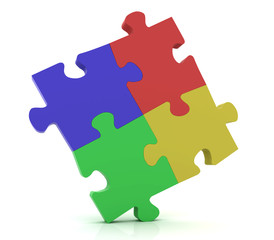 Colorful jigsaw puzzle concept success pie chart
