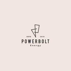 Fototapeta premium lightning bolt power logo vintage retro hipster vector icon symbol sign