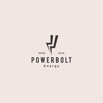 Lightning Bolt Power Logo Vintage Retro Hipster Vector Icon Symbol Sign