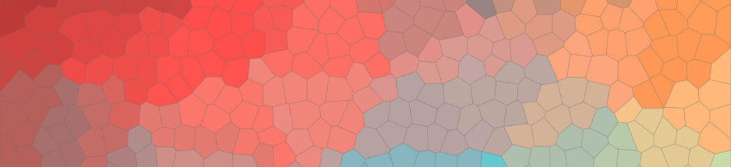 Abstract illustration of blue red and yellow Small Hexagon banner background, digitally generated.