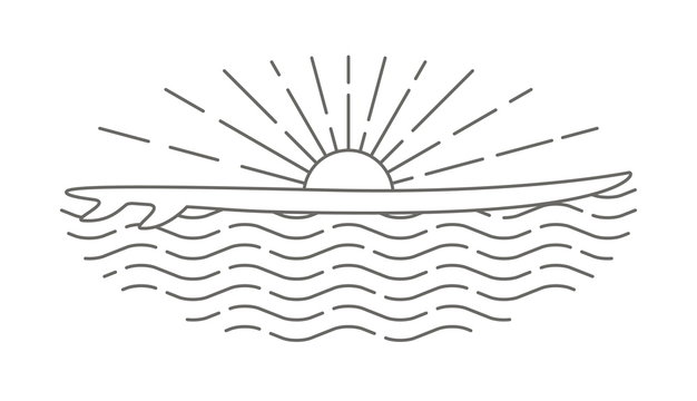 recommend clip art: Surf board and sea sunrise