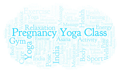 Obraz premium Pregnancy Yoga Class word cloud.