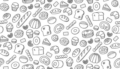 Seamless pattern background Bakery kids hand drawing set illustration isolated on white background - 221931237