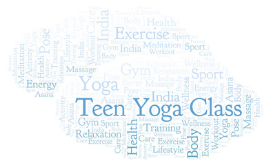 Fototapeta premium Teen Yoga Class word cloud.