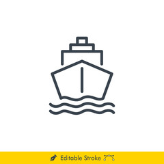 Ship Icon / Vector - In Line / Stroke Design