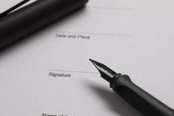 The pen is on the contract for signing business concept - 221932246