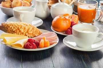 Fresh and continental breakfast table