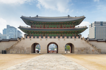 View of Gwanghwamun from courtyard of Gyeongbokgung Palace