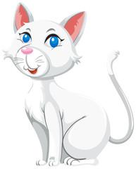 Cute white cat white background