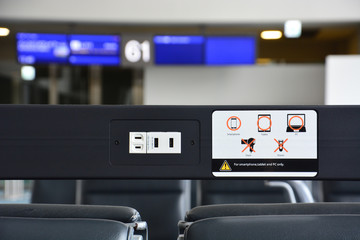 free battery charging station in the airport terminal for traveler