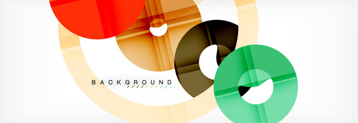 Obraz premium Colorful rings on grey background, modern geometric pattern design. Vector business or technology presentation design template, brochure or flyer pattern, or geometric web banner