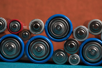 Ecology recycling concept. Many different types used or new battery