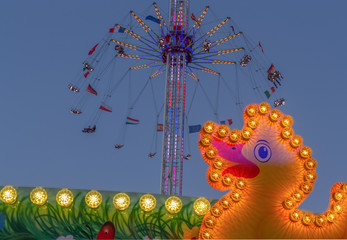 carousel in front of duck fishing business