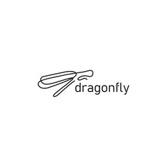 continuous line dragonfly logo vector icon outline linear monoline illustration