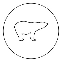 Polar bear icon black color in round circle