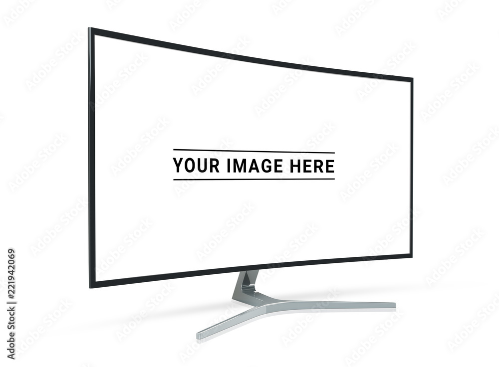 Poster Side view of curved monitor computer 3D rendering