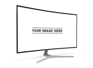 Side view of curved monitor computer 3D rendering